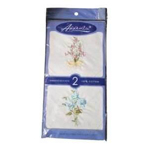 White Cotton Handkerchiefs with Floral Embroidery